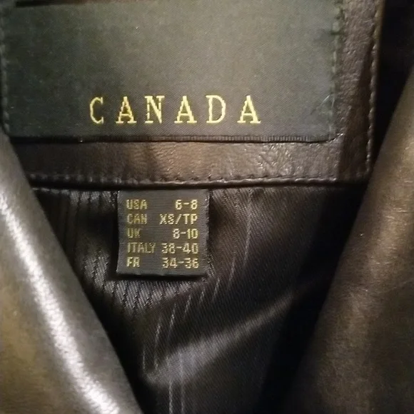 Danier button front belted black leather jacket ladies US size 6 - Picture 9 of 15